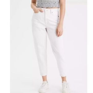 American Eagle AE Relaxed Mom Jeans High Rise White Ankle Length, Size